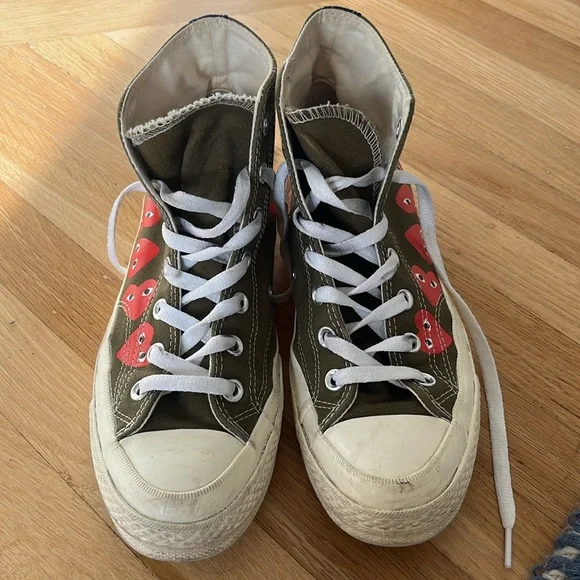 Comme des Garcons Play x Converse | Olive Green | Size 8 - Picture 5 of 6